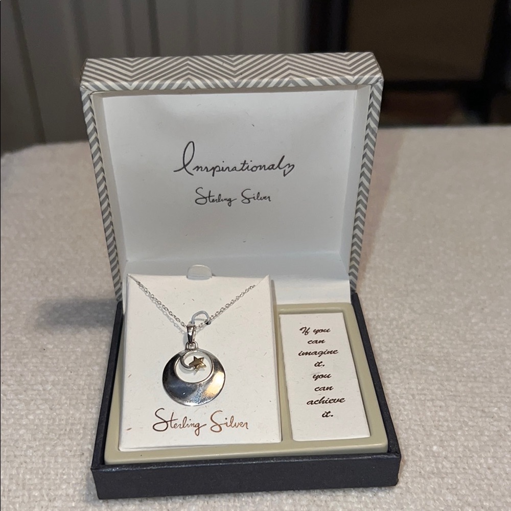 Sterling Silver Inspirational Necklace with Round Star Pendant